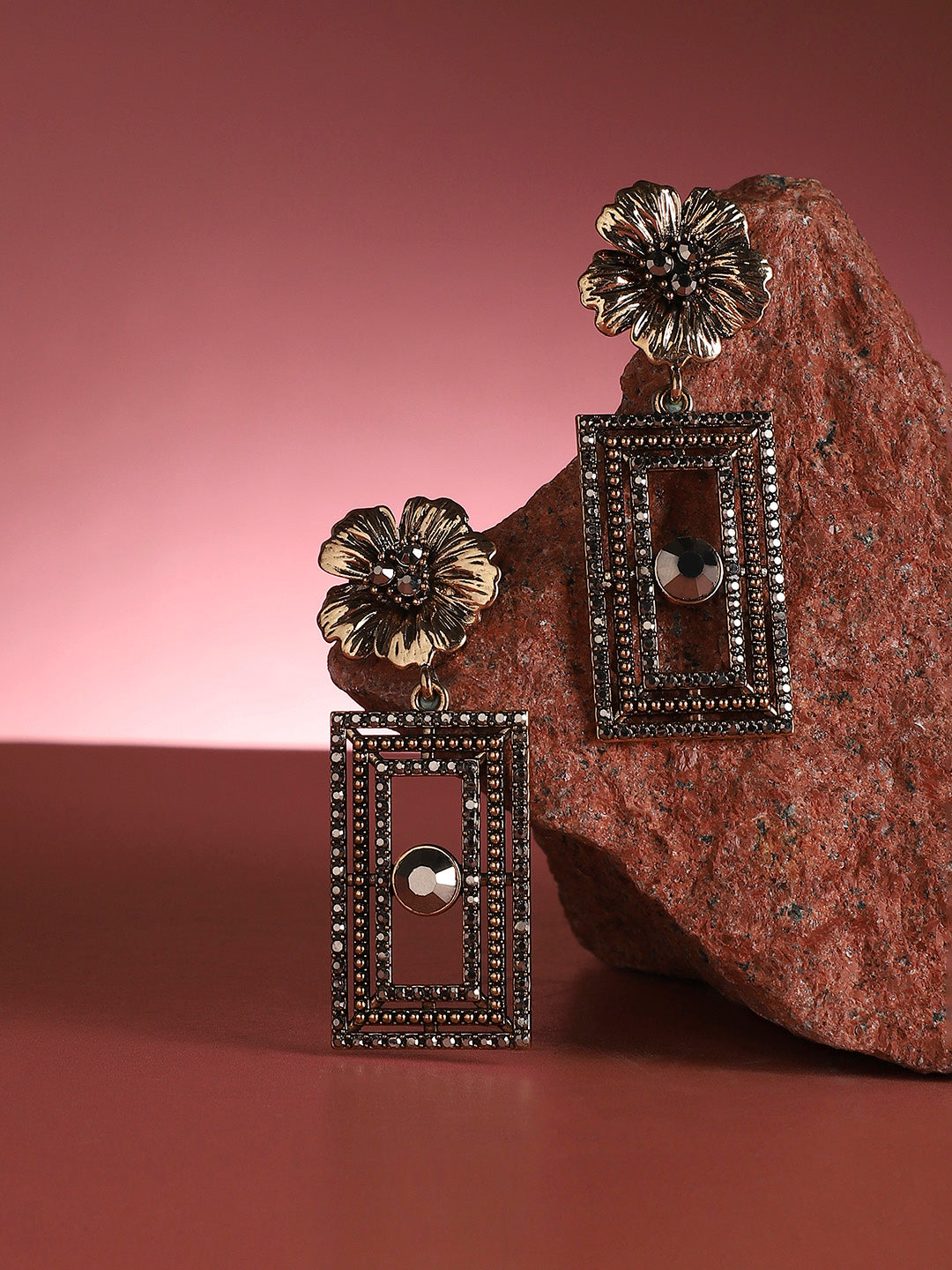 Gold-Plated Contemporary Drop Earrings