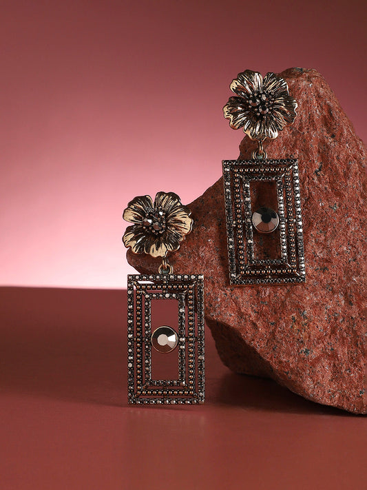 Gold-Plated Contemporary Drop Earrings