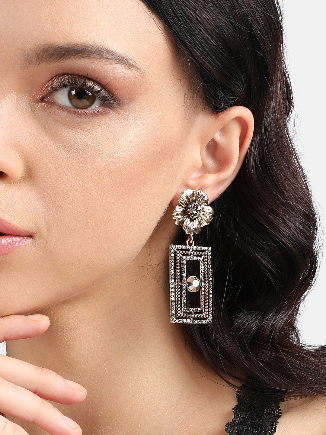 Gold-Plated Contemporary Drop Earrings