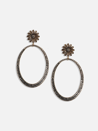 Gold-Plated Stone-Studded Contemporary Drop Earrings