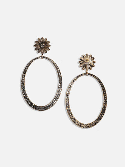 Gold-Plated Stone-Studded Contemporary Drop Earrings