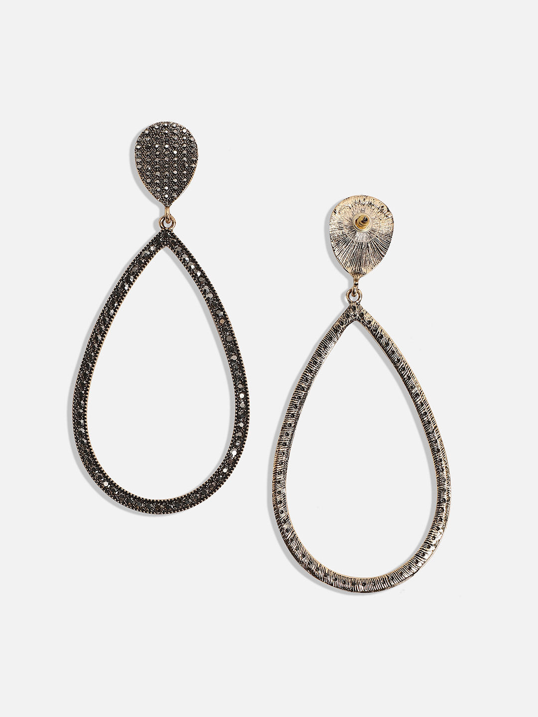 Silver Plated Crystals Studded Drop Earrings