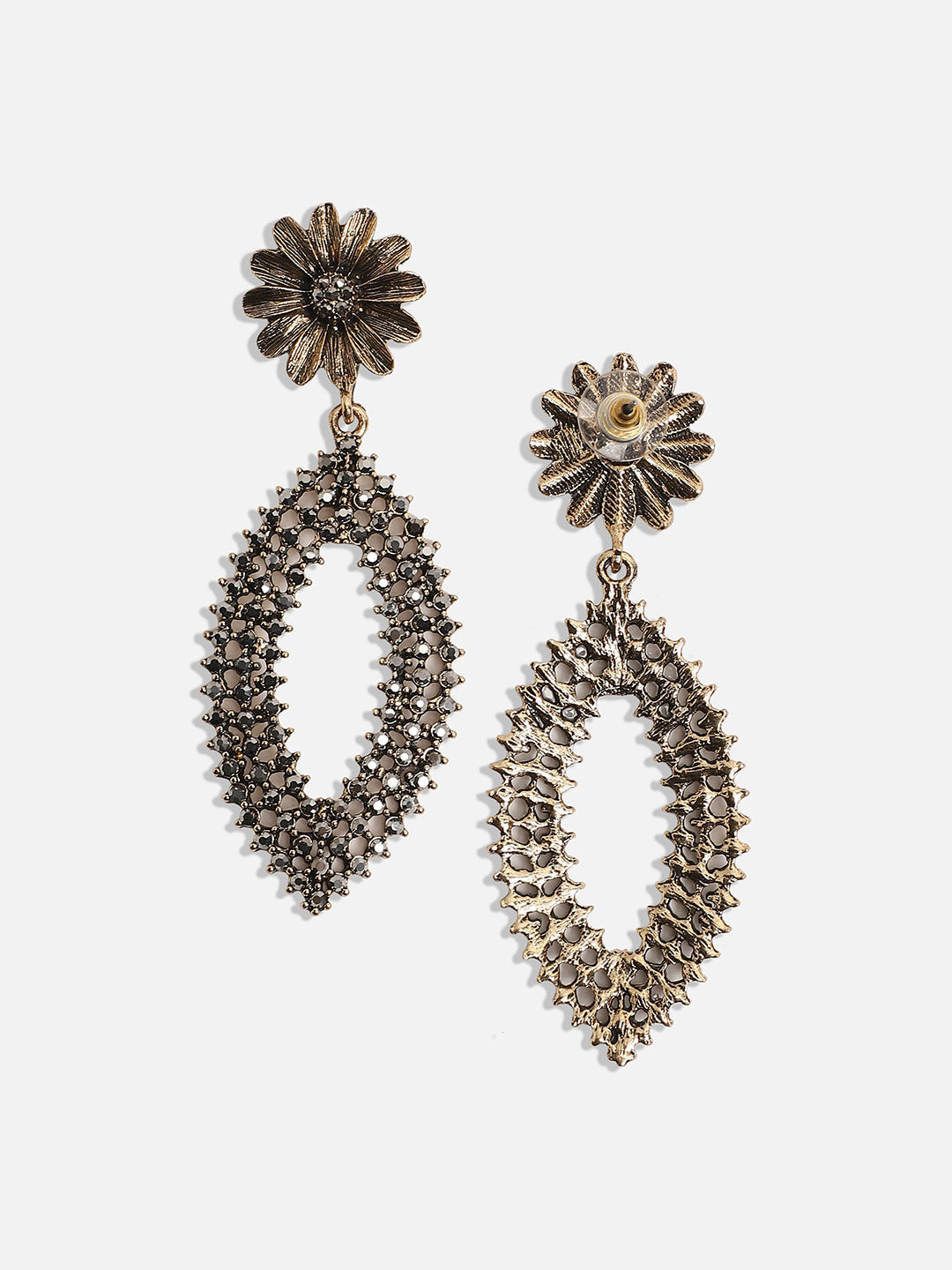 Gold-Plated Artificial Stones Contemporary Drop Earrings