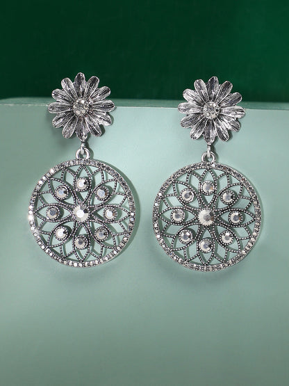 Silver-Plated Contemporary Drop Earrings