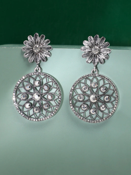 Silver-Plated Contemporary Drop Earrings