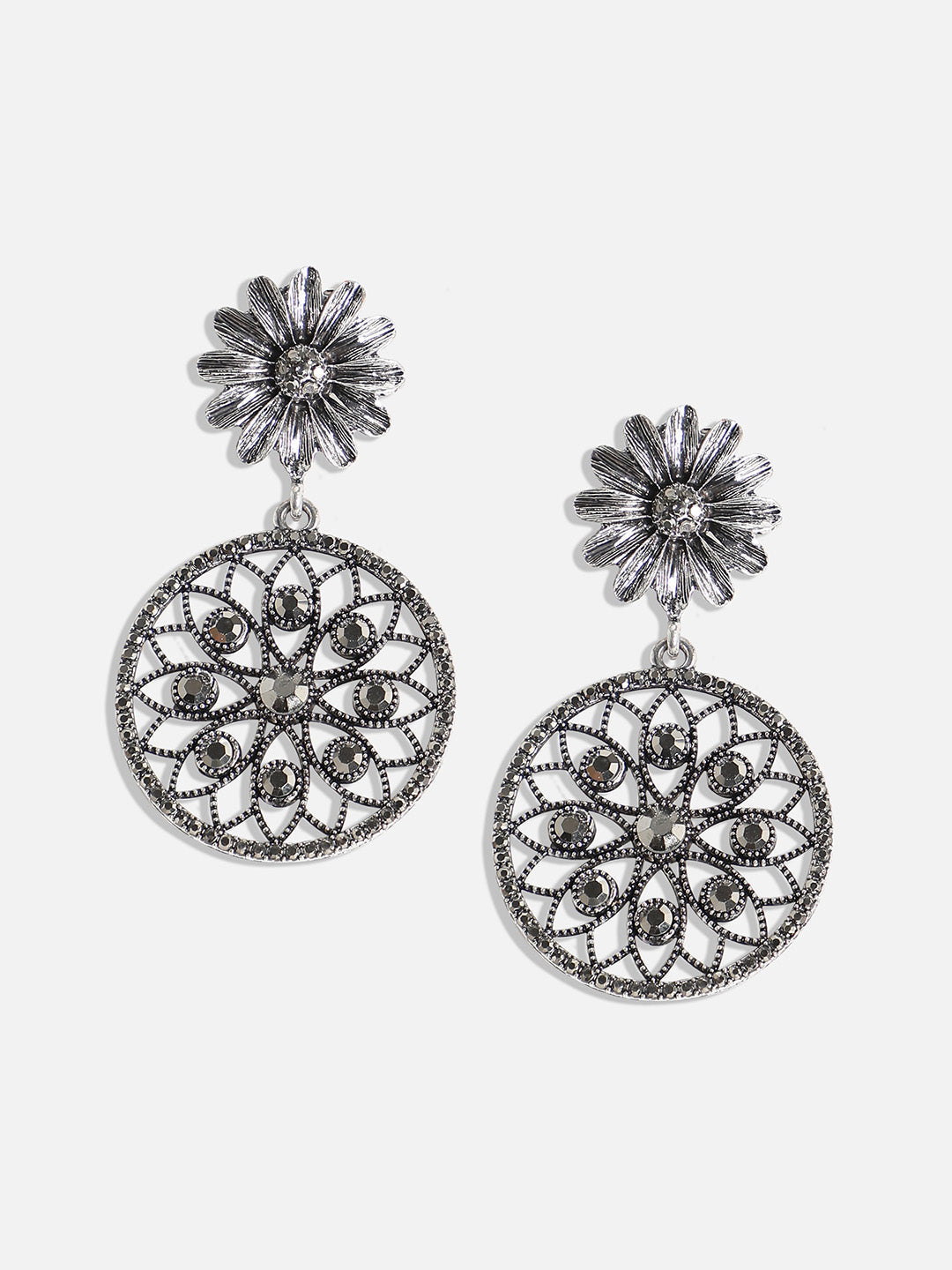 Silver-Plated Contemporary Drop Earrings