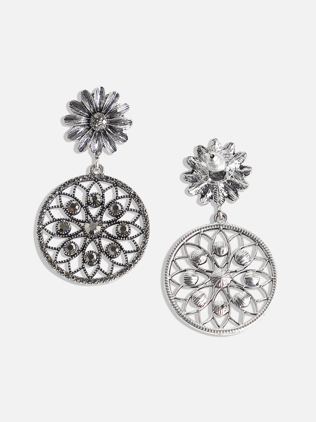 Silver-Plated Contemporary Drop Earrings