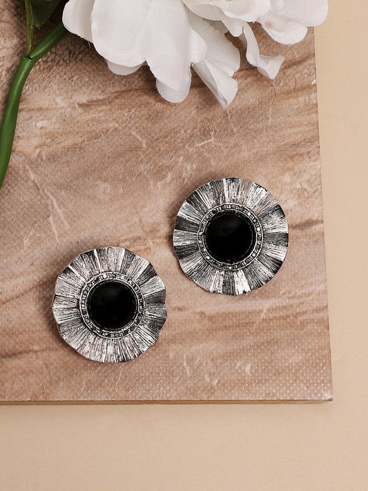 Silver Plated Stone Studded Studs Earrings