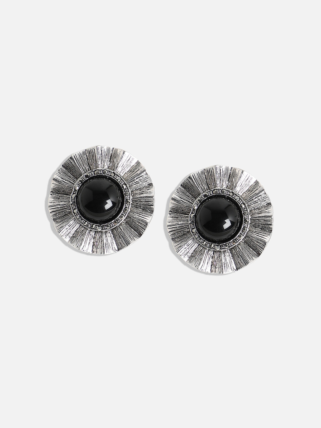 Silver Plated Stone Studded Studs Earrings