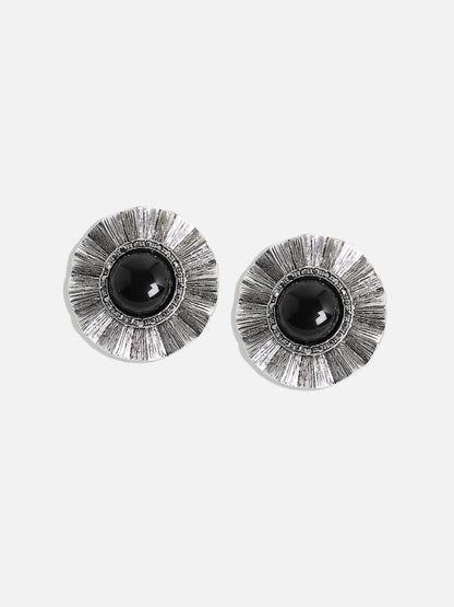 Silver Plated Stone Studded Studs Earrings