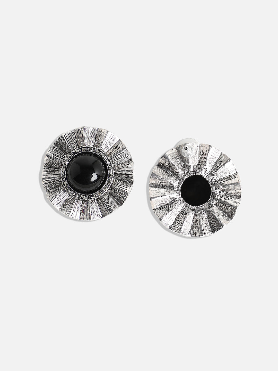 Silver Plated Stone Studded Studs Earrings
