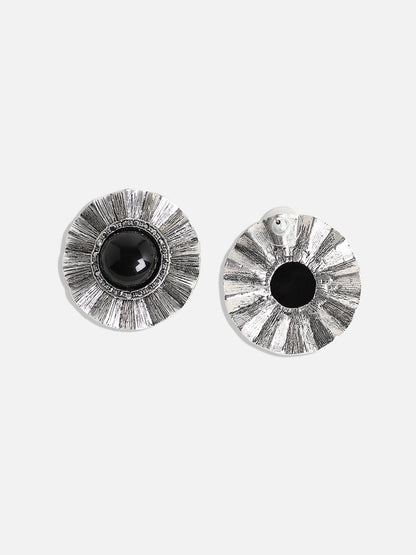 Silver Plated Stone Studded Studs Earrings