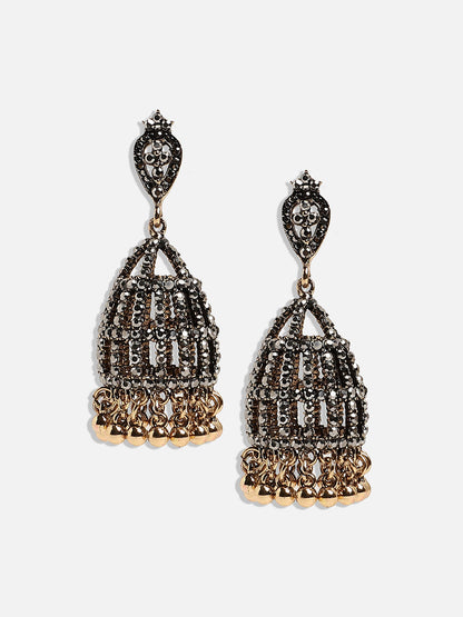 Gold-Plated Stone-Studded Dome-Shaped Jhumkas