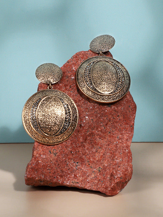Gold-Plated Circular Drop Earrings