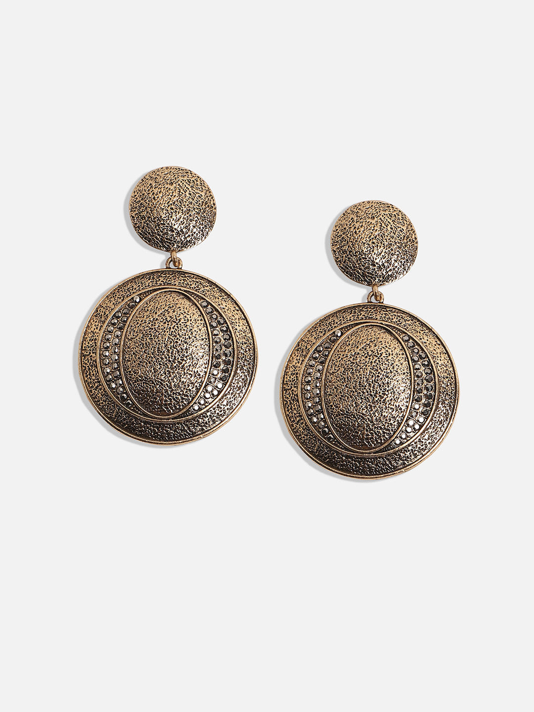 Gold-Plated Circular Drop Earrings