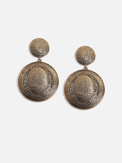 Gold-Plated Circular Drop Earrings