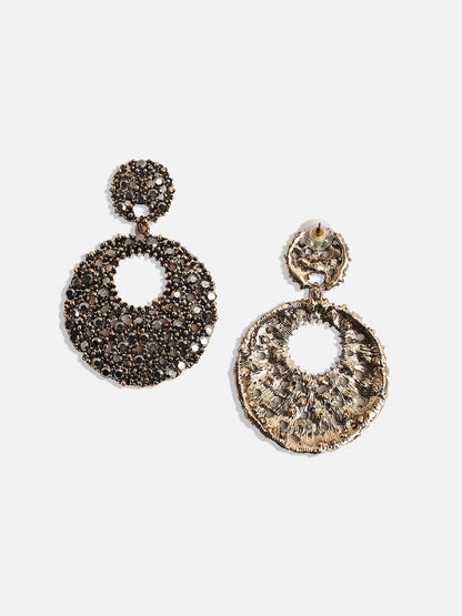 Gold-Plated Stone-Studded Circular Drop Earrings