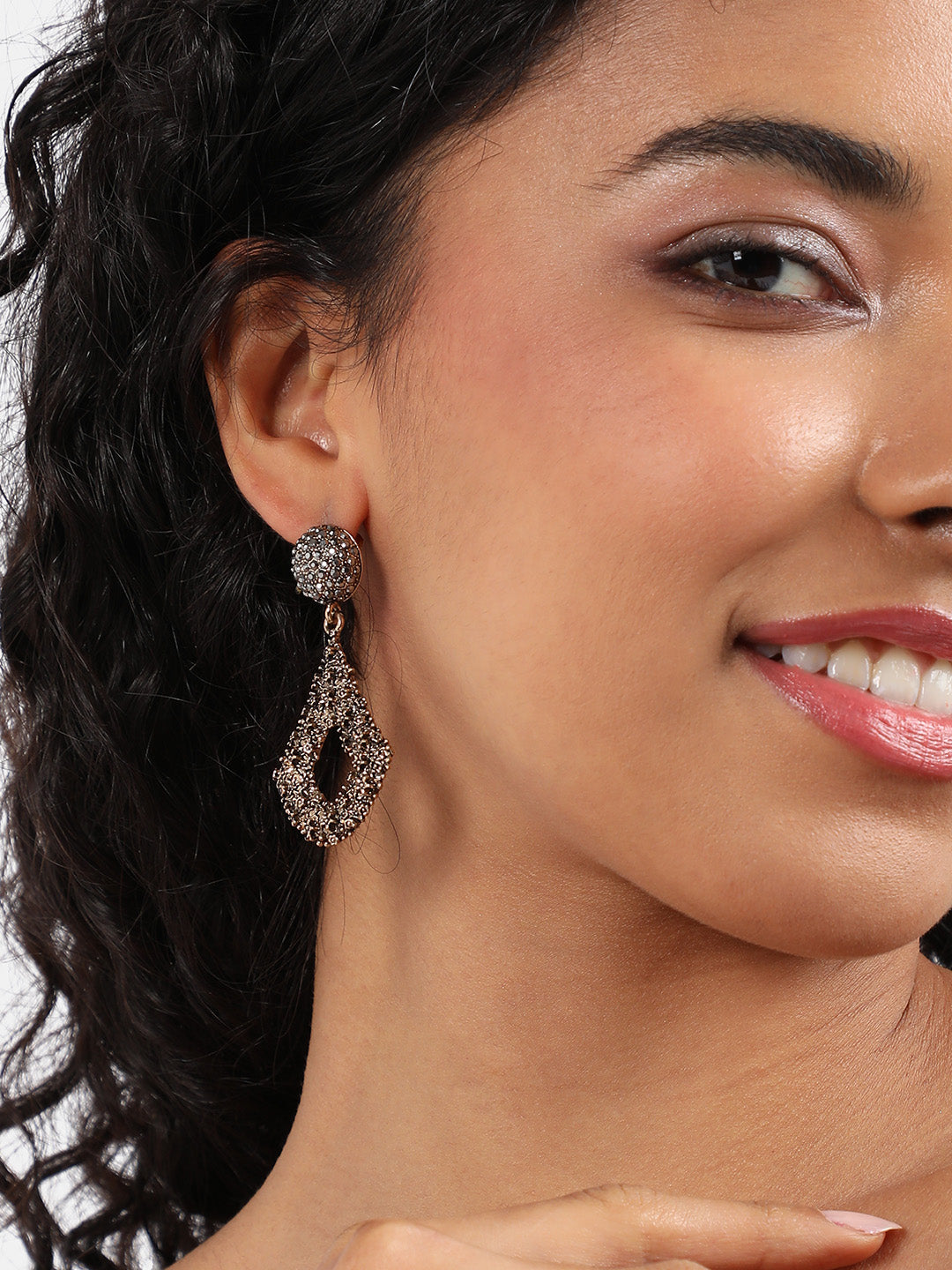 Gold-Plated Contemporary Drop Earrings