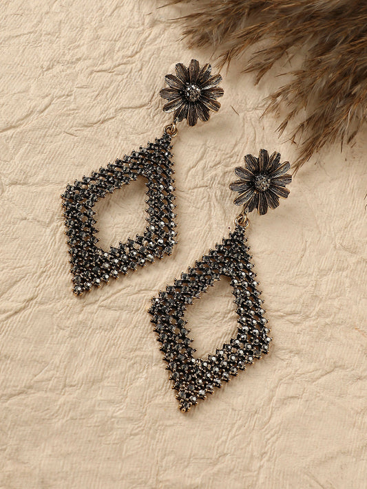 Gold-Plated Artificial Stones Contemporary Drop Earrings
