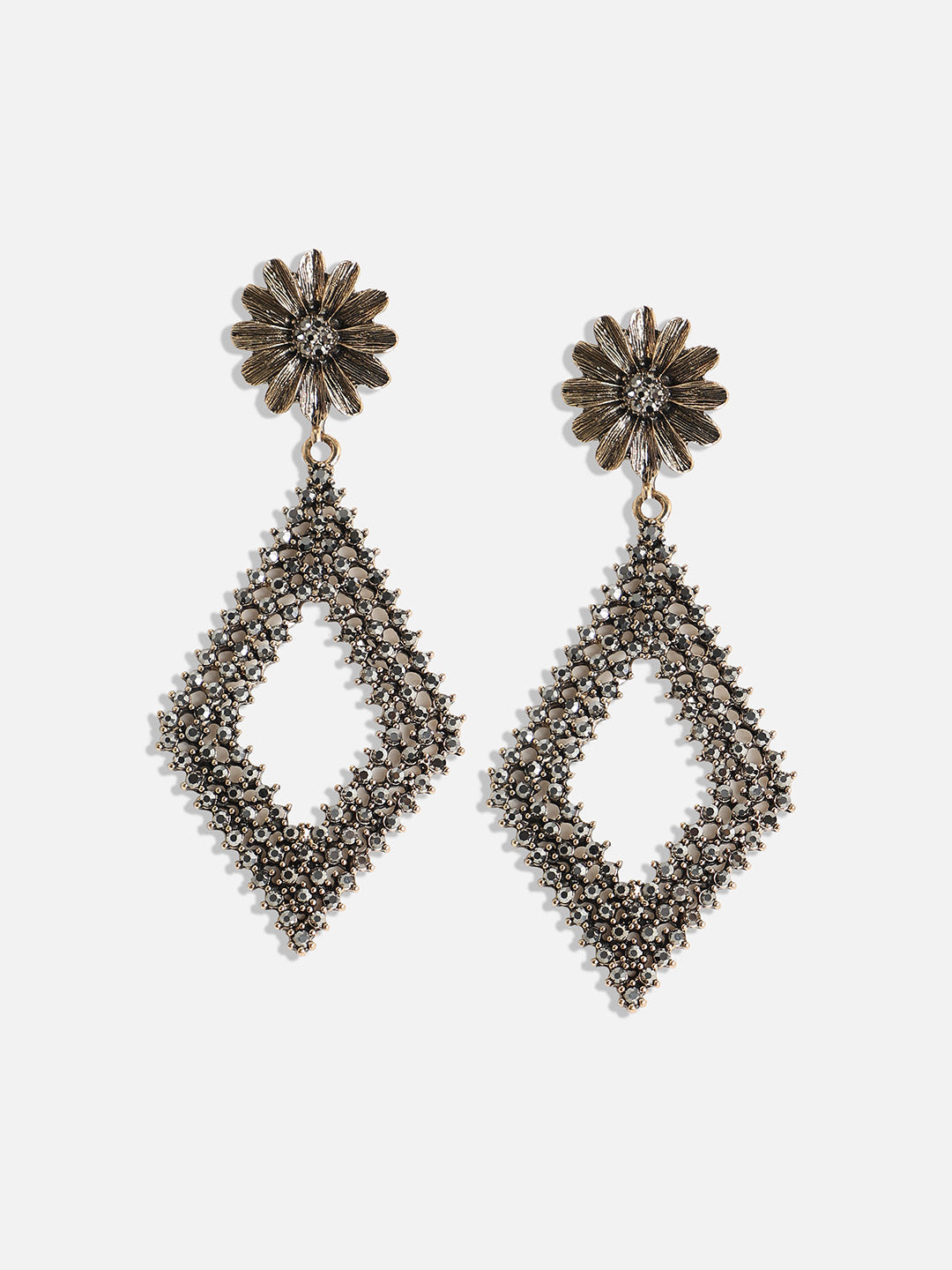 Gold-Plated Artificial Stones Contemporary Drop Earrings