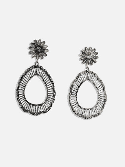 Silver-Plated Artificial Stones Contemporary Drop Earrings