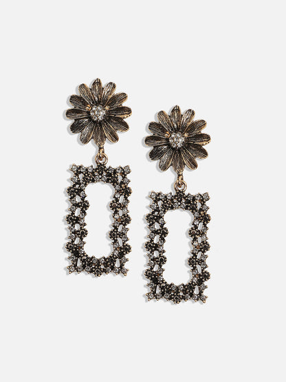 Gold-Plated Artificial Stones Studded Geometric Drop Earrings Earrings