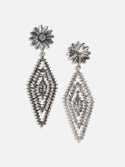 Silver-Plated Stone-Studded Contemporary Drop Earrings