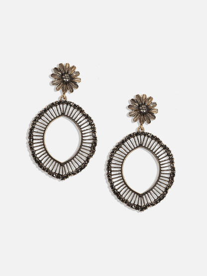 Gold-Plated Stone-Studded Contemporary Drop Earrings