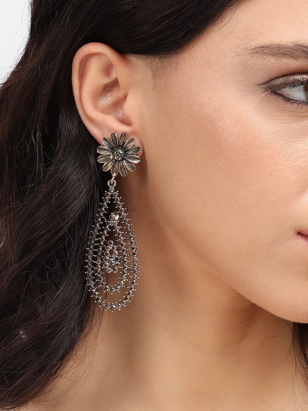 Gold Plated Contemporary Drop Earrings