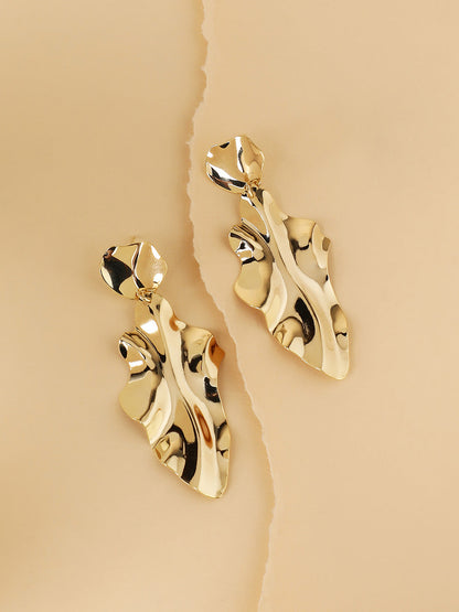Gold-Plated Contemporary Drop Earrings