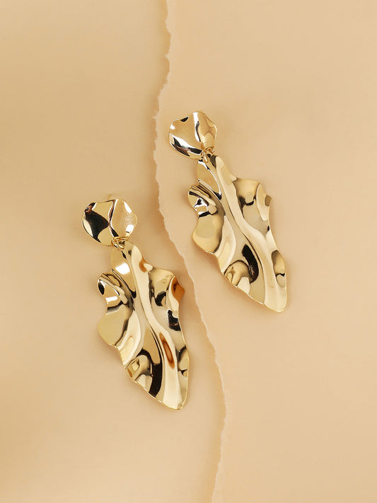 Gold-Plated Contemporary Drop Earrings