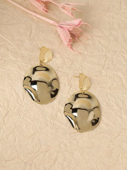Gold-Plated Contemporary Drop Earrings