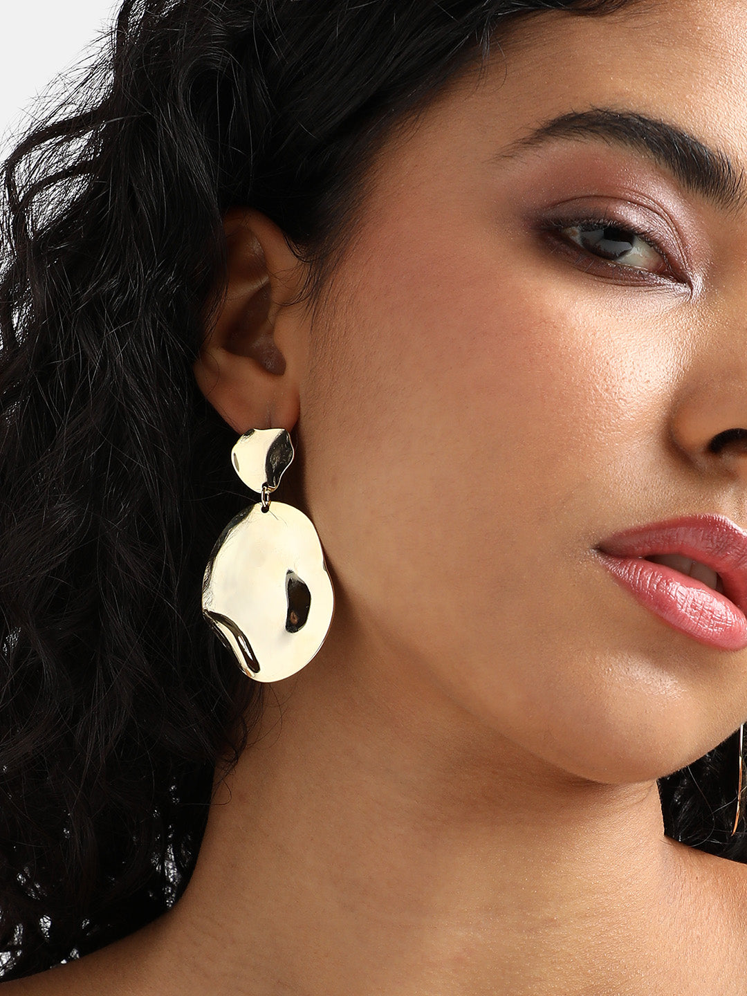 Gold-Plated Contemporary Drop Earrings