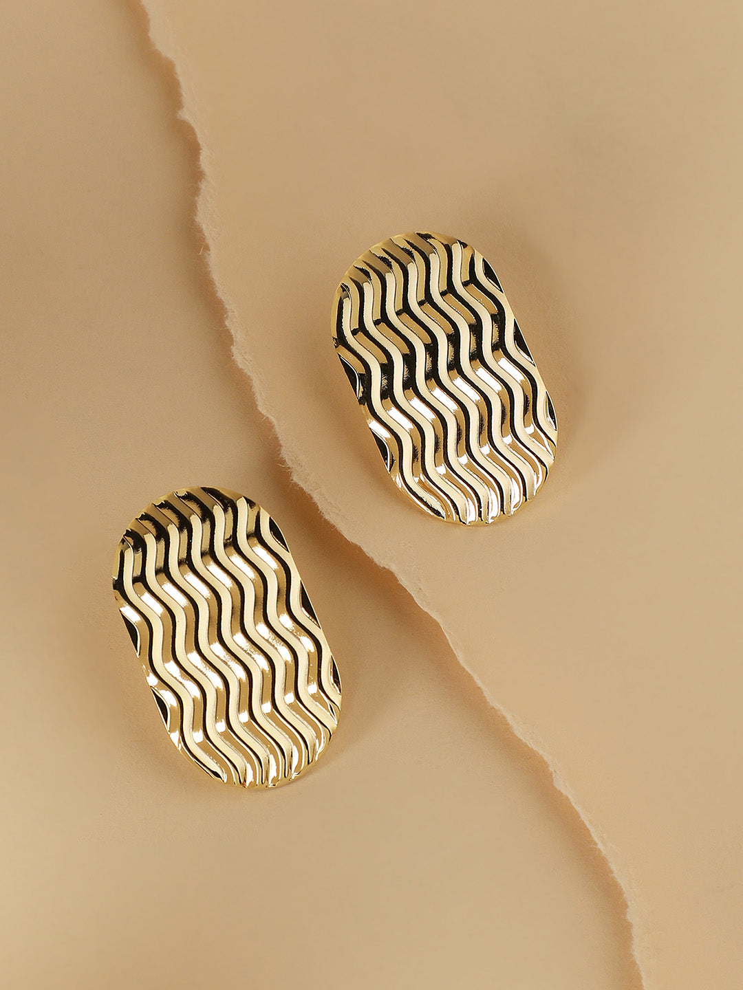 Gold-Plated Contemporary Studs Earrings