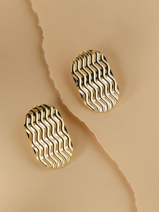 Gold-Plated Contemporary Studs Earrings