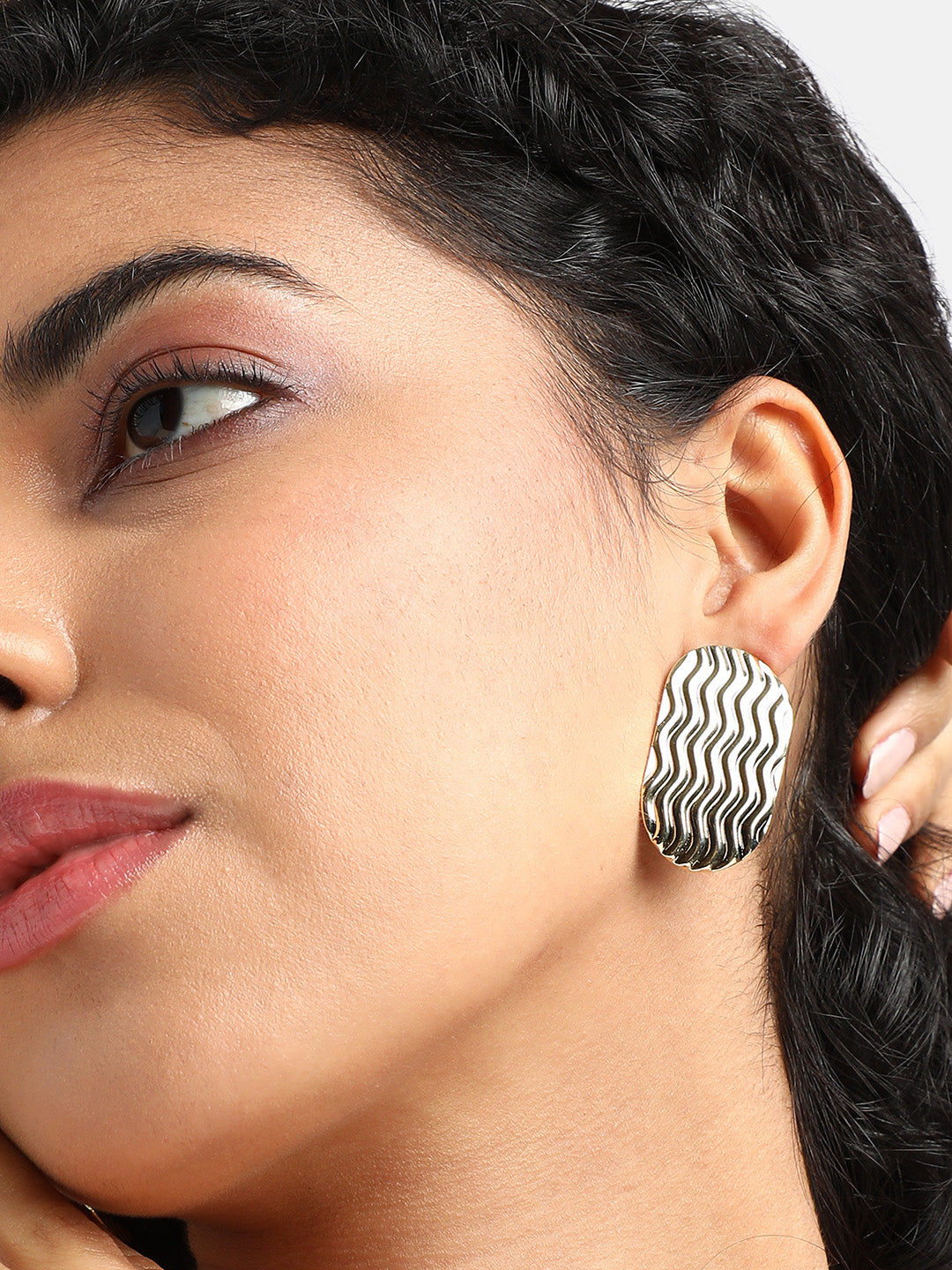 Gold-Plated Contemporary Studs Earrings