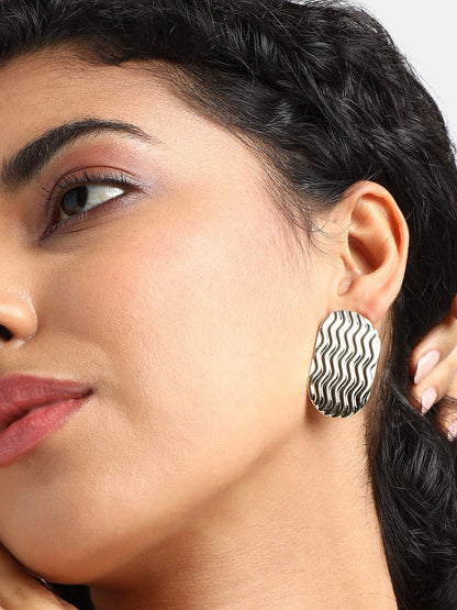 Gold-Plated Contemporary Studs Earrings