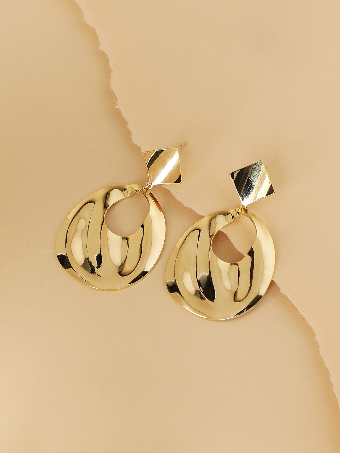Gold-Plated Contemporary Drop Earrings