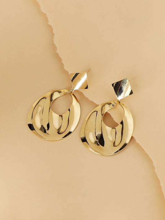 Gold-Plated Contemporary Drop Earrings