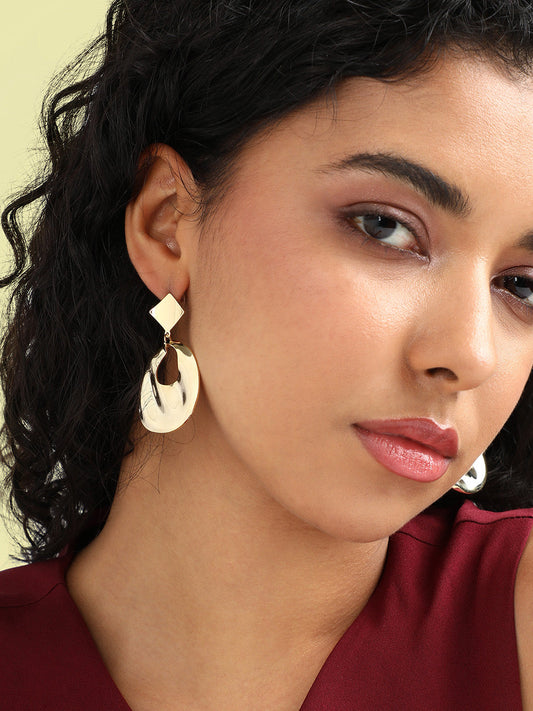 Gold-Plated Contemporary Drop Earrings