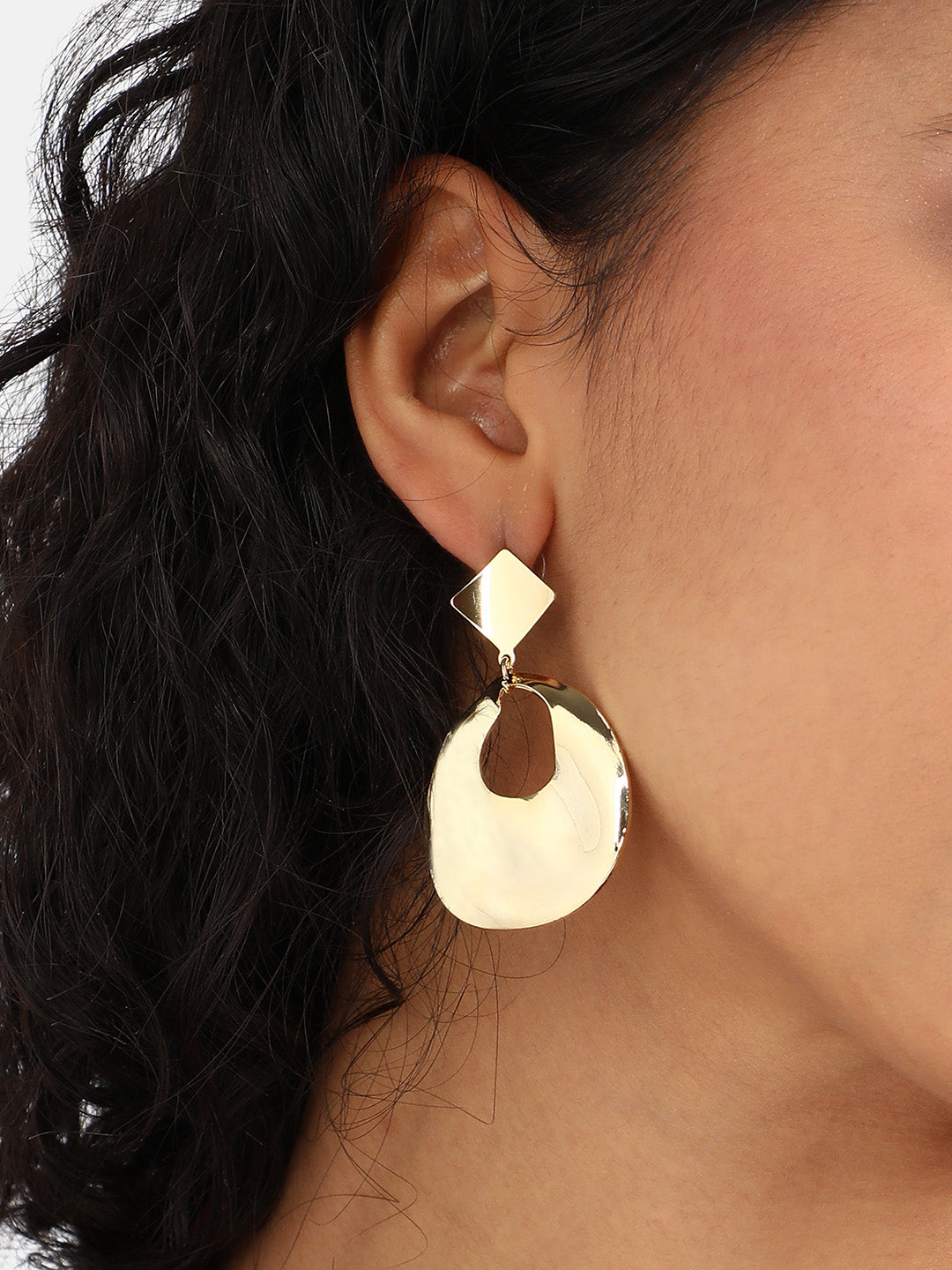 Gold-Plated Contemporary Drop Earrings