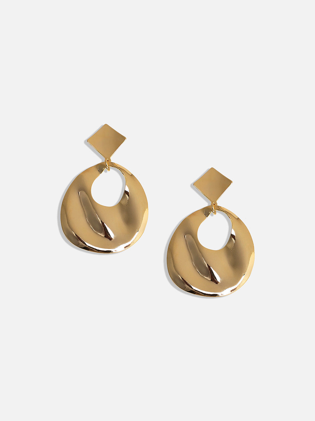 Gold-Plated Contemporary Drop Earrings