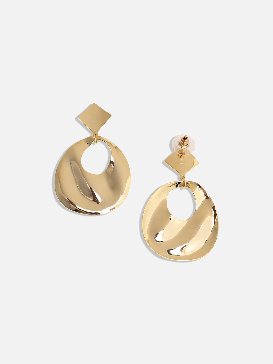Gold-Plated Contemporary Drop Earrings