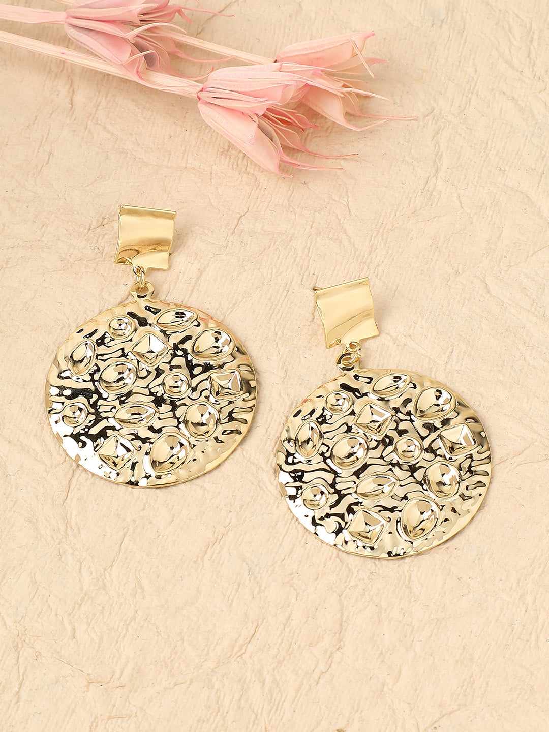 Gold-Plated Contemporary Drop Earrings
