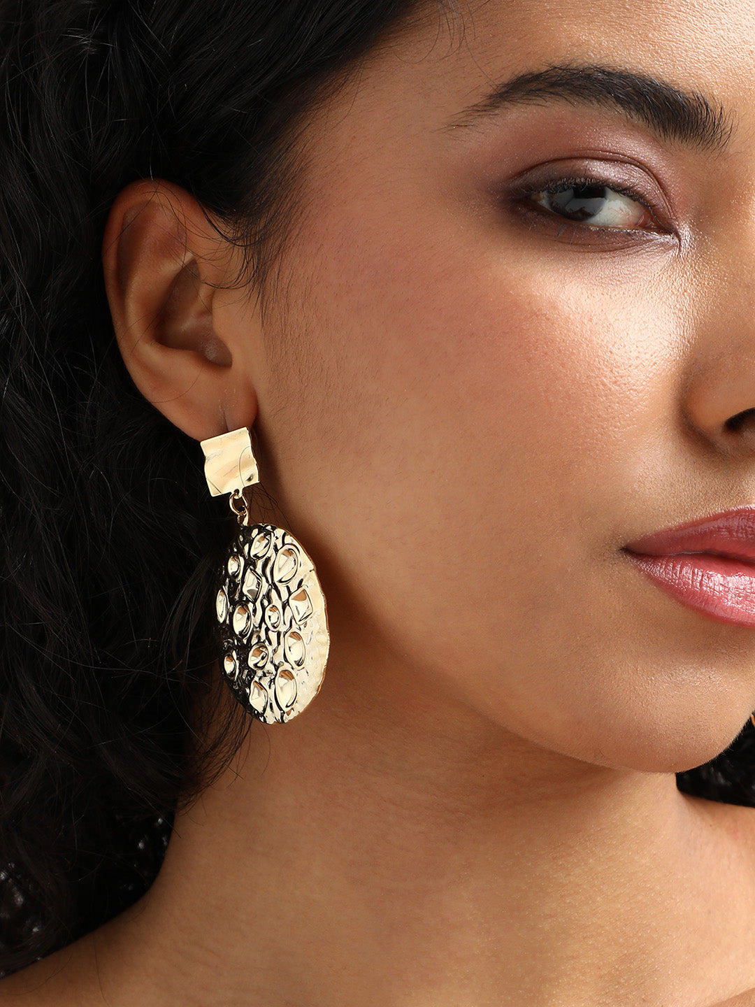 Gold-Plated Contemporary Drop Earrings