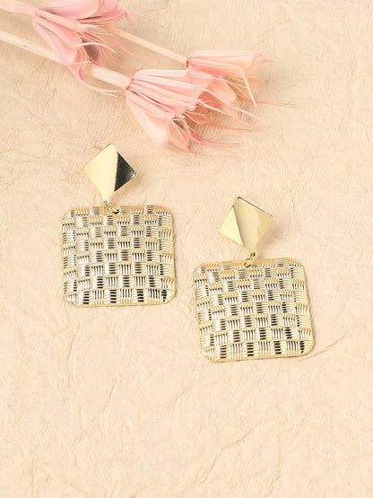Gold-Plated Square Drop Earrings