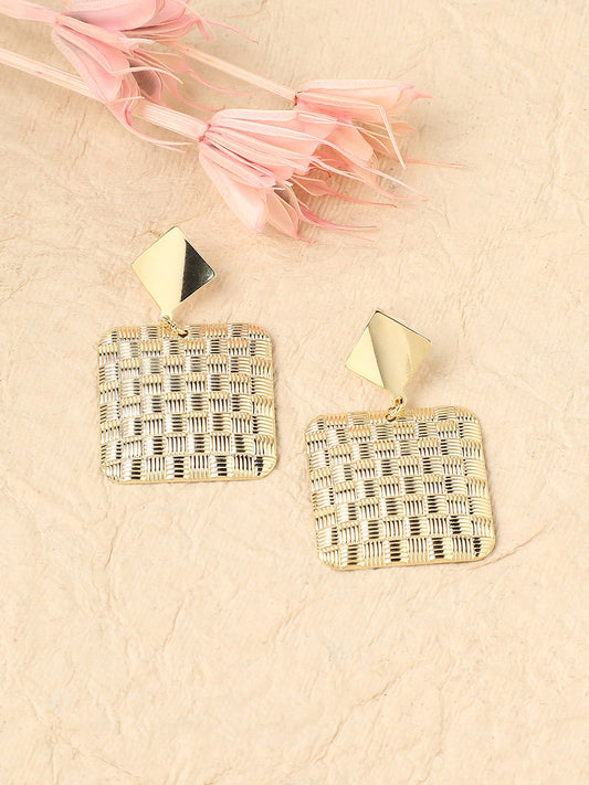 Gold-Plated Square Drop Earrings