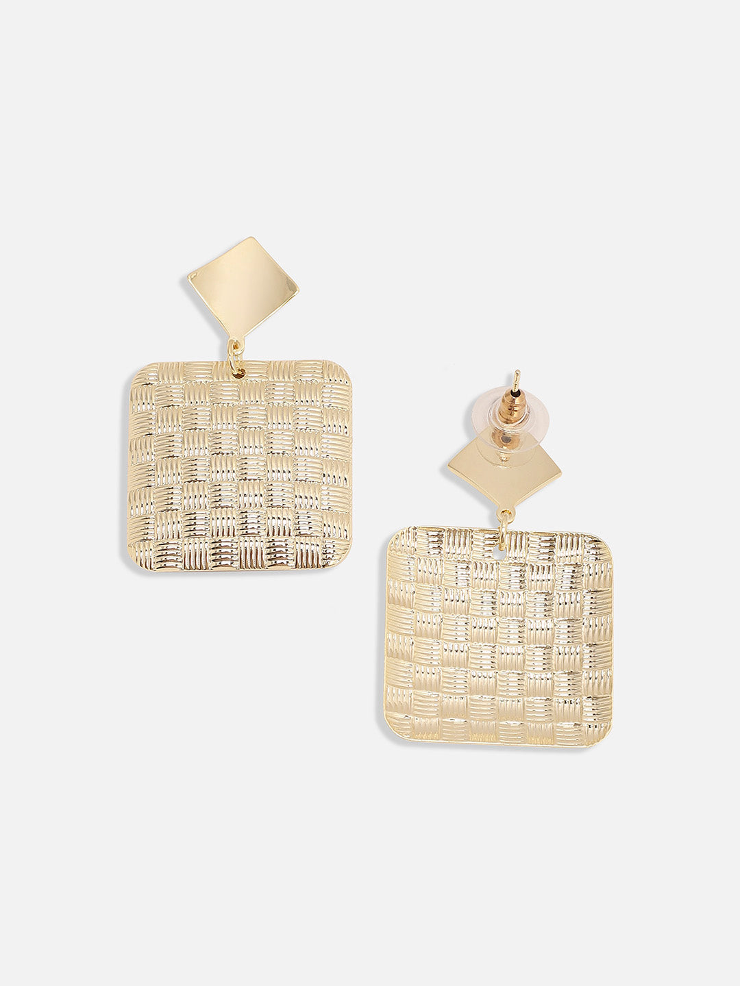 Gold-Plated Square Drop Earrings