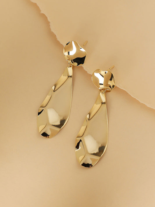 Gold-Plated Contemporary Droop Earrings