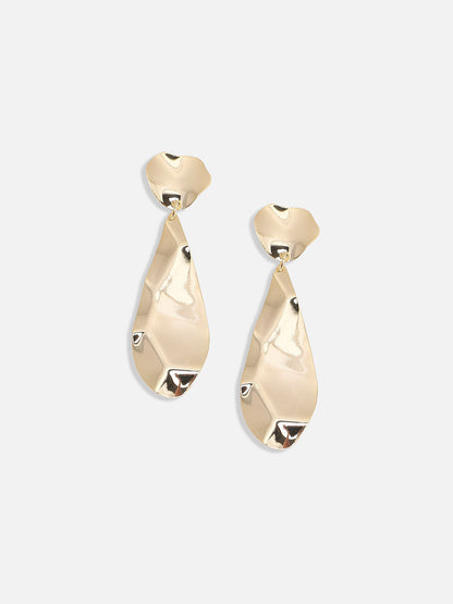 Gold-Plated Contemporary Droop Earrings